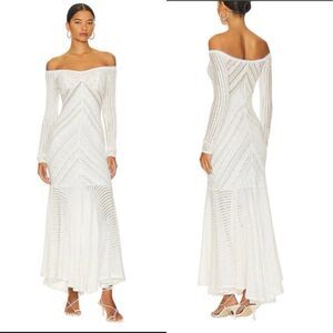 Charo Ruiz Dress Women’s 245612 Ibiza Souley Long Dress Lace Natural White - M